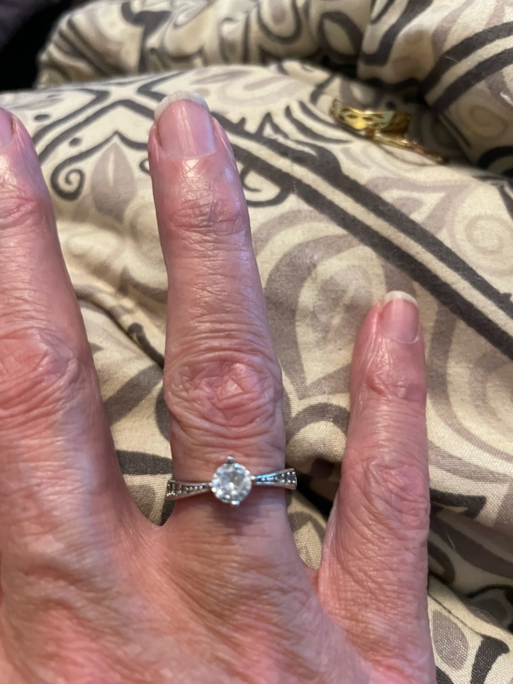 Silver Crystal Halo Solitaire Ring - White